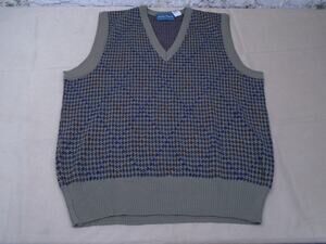 VTG Kenneth Roberts Houndstooth LWool Blend Sweater Vest Classic Grandpa Preppy